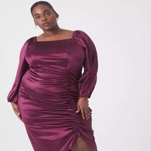 Lane Bryant NWT Bracelet-Sleeve Square-Neck Shirred Dress – Size 18